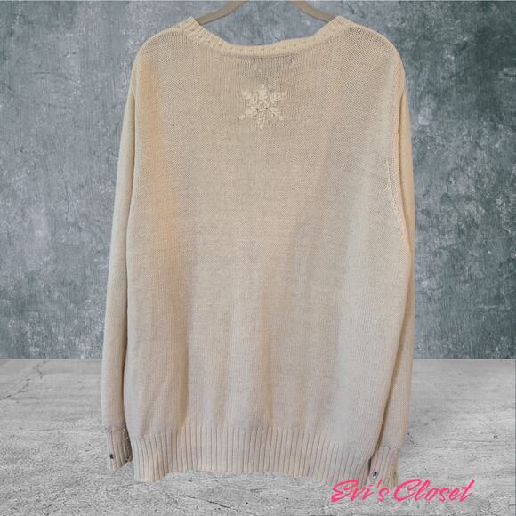 Reference Point Ladies Cream Knitted Sweater Cardigan With Beads Size 2X - Picture 3 of 16